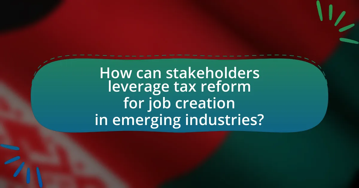 How can stakeholders leverage tax reform for job creation in emerging industries?