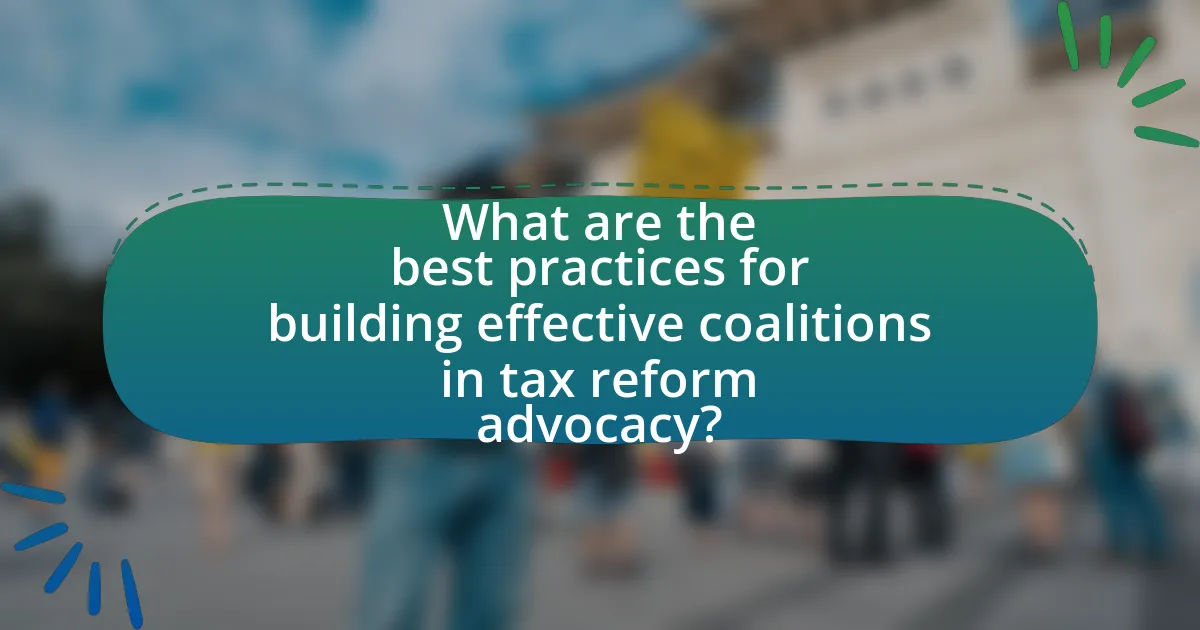 What are the best practices for building effective coalitions in tax reform advocacy?