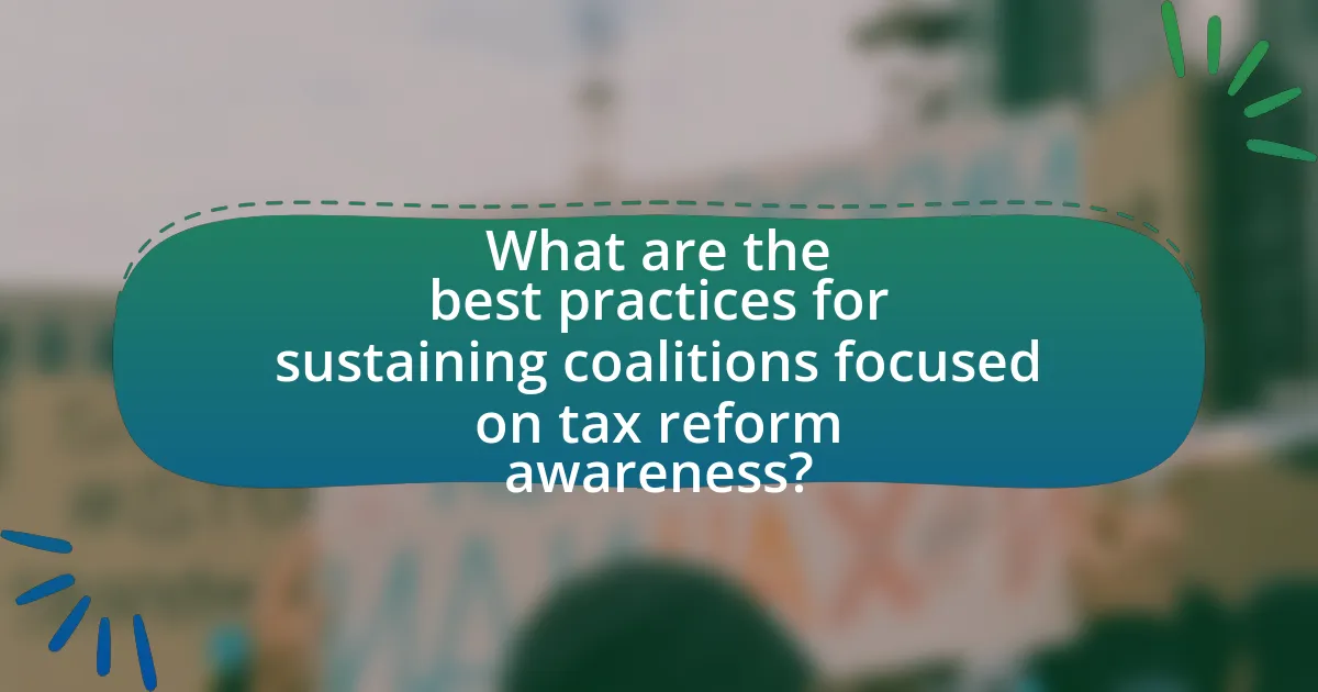 What are the best practices for sustaining coalitions focused on tax reform awareness?