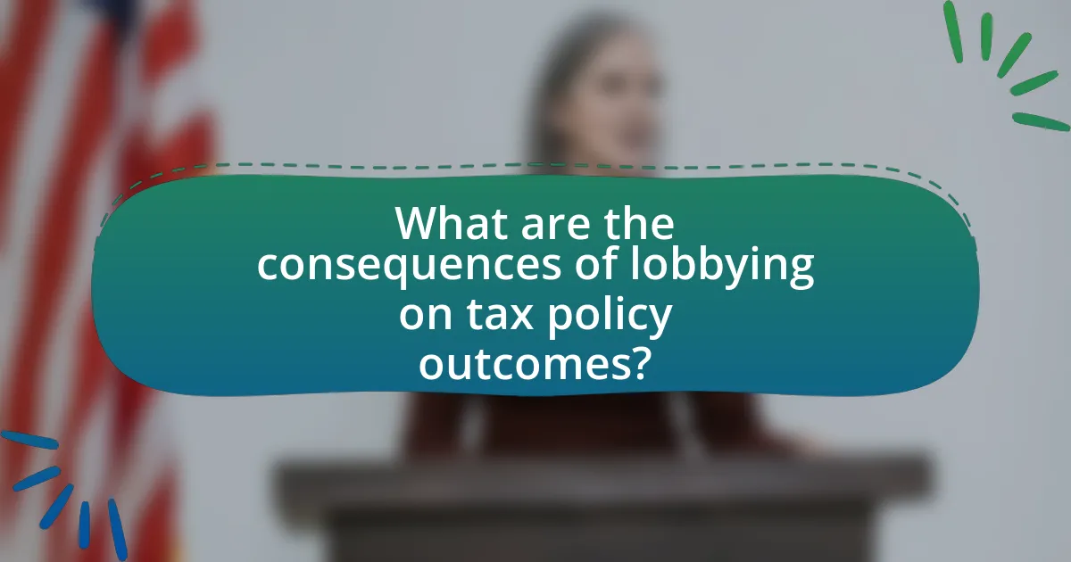 What are the consequences of lobbying on tax policy outcomes?