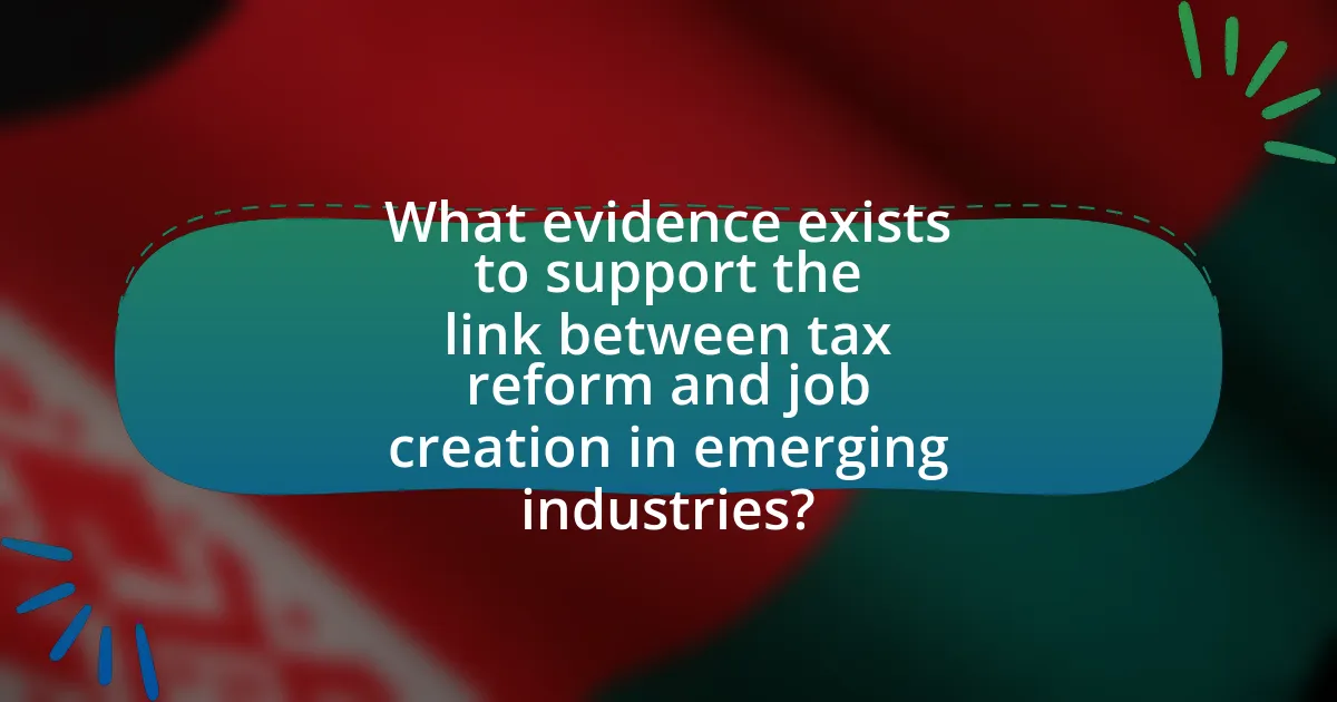 What evidence exists to support the link between tax reform and job creation in emerging industries?