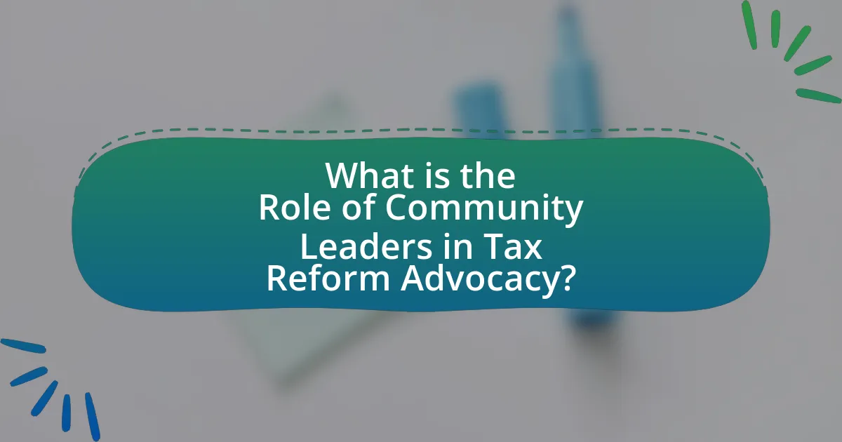 What is the Role of Community Leaders in Tax Reform Advocacy?